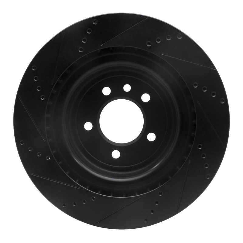 Land Rover Defender 110 Brake Rotor (1) - Rear Right - R1 Concepts - Drilled & Slotted - Black - `13-`25